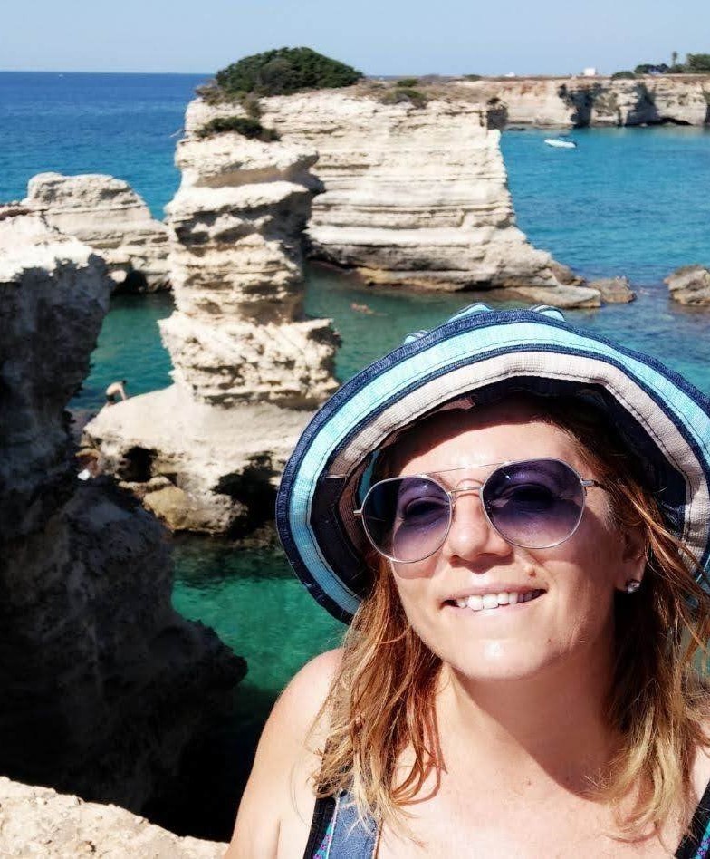 Valentina and faraglioni di Sant'Andrea